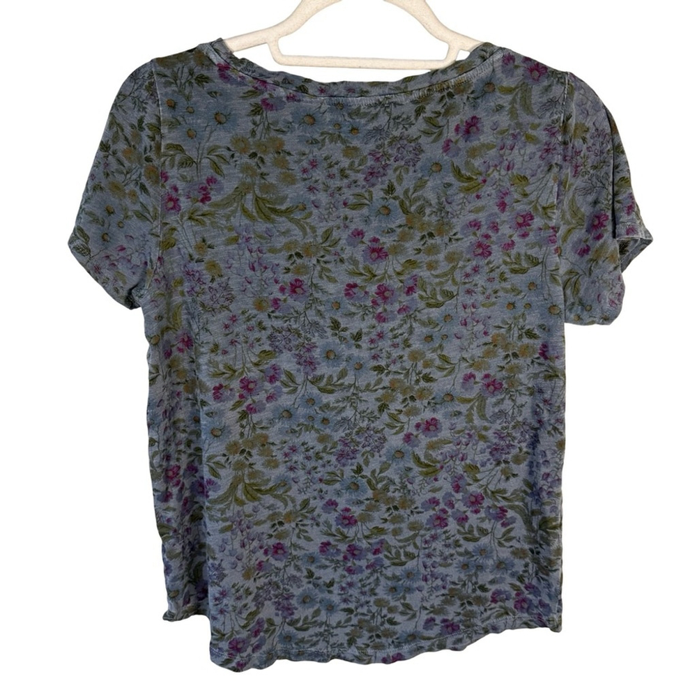 Old Navy Floral Short Sleeve Top - Blue and Purple Grey Size S Cottagecore - Picture 2 of 8